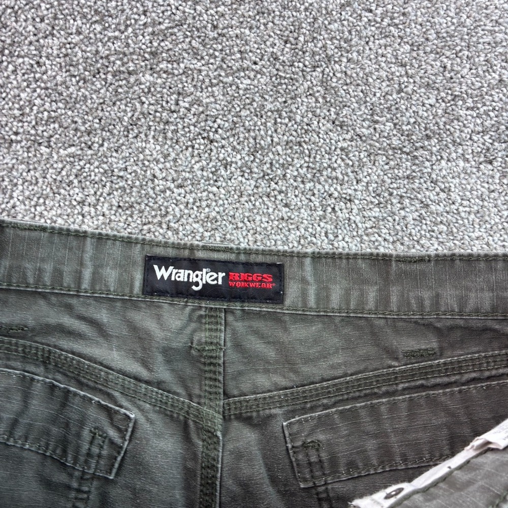 Wrangler Riggs Cargo Pants Mens 36x34 Olive Green Carpenter Ripstop Canvas - Picture 3 of 6